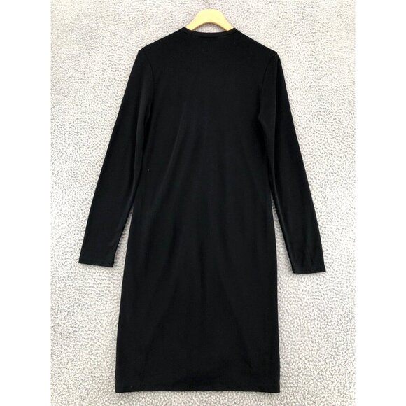 DKNY Sweater Womens Small Black Cardigan Longline V Neck Button Up Pocket Knit - Picture 4 of 10